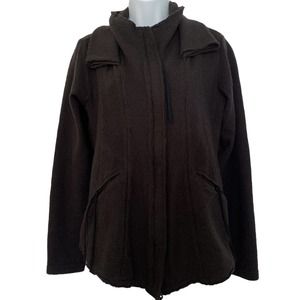 Rundholz Black Label Brown Boiled Virgin Wool Fitted Jacket Cardigan - Small